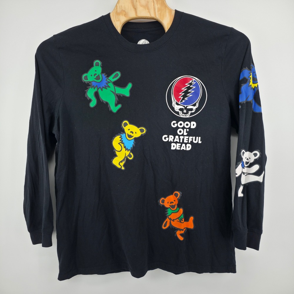 Grateful Dead Dancing Bears Steal Your Face Long Sleeve Shirt Black 2XL Mens